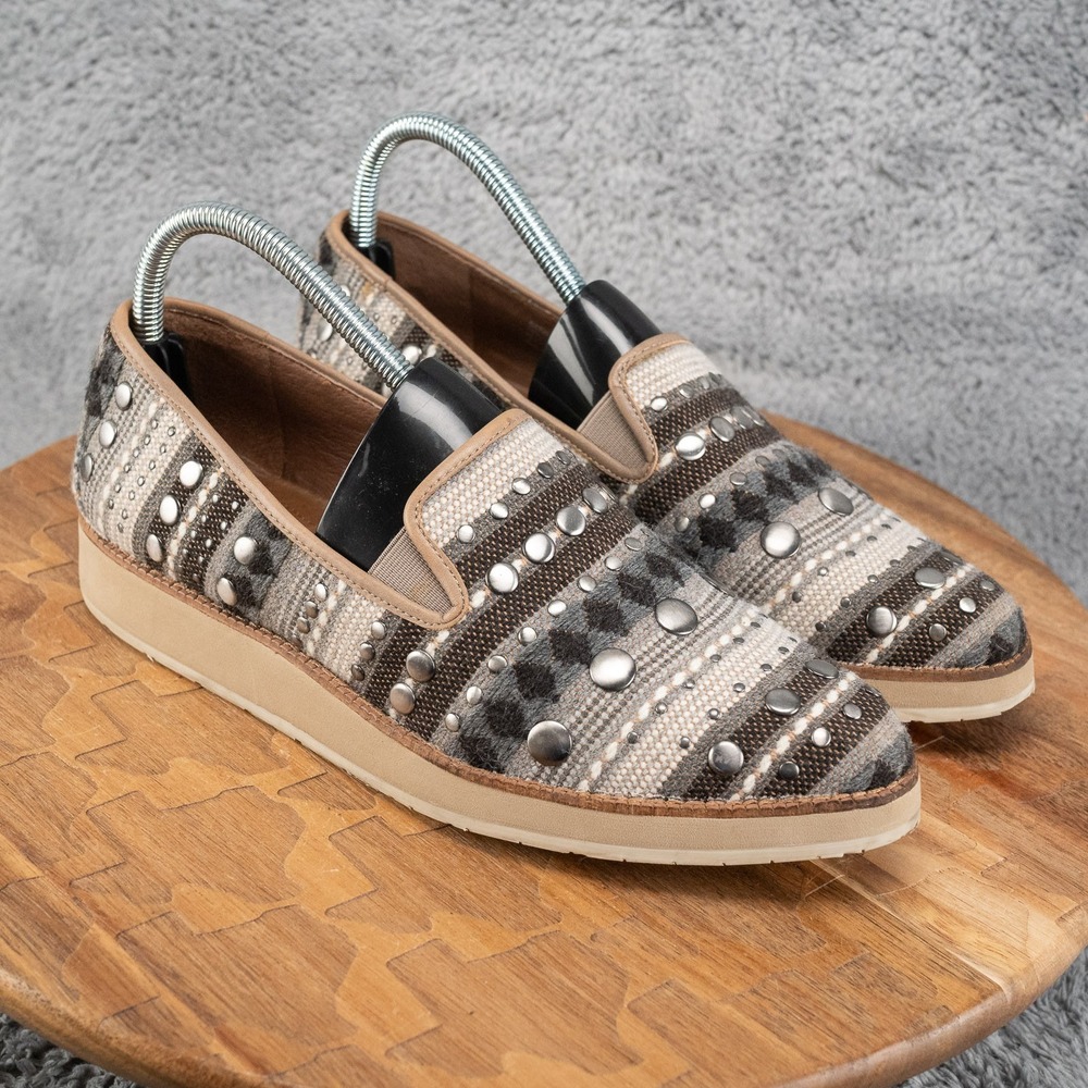 Donald J Pliner Size 7.5 Betina Studded Metallic Slip On Loafers